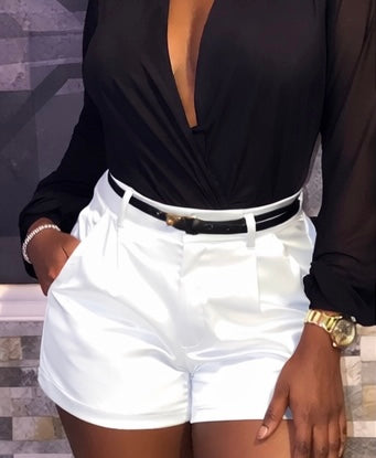 THE SATIN KISSES SILK DRESS SHORTS