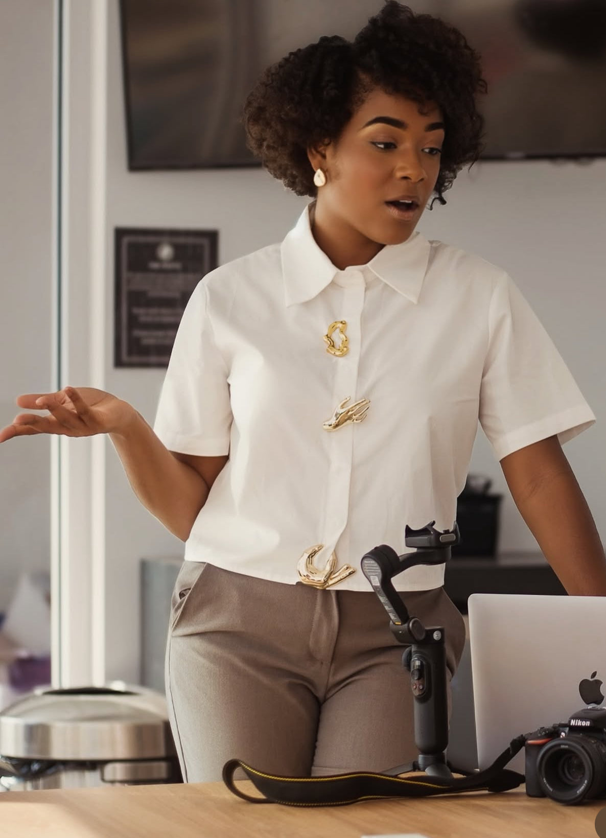 Gold Plated Button Down Shirt