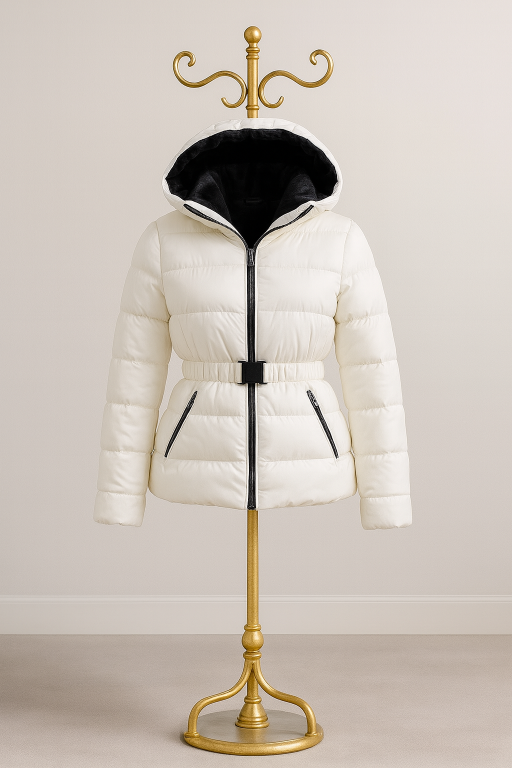 PUFFER COAT WITH WAIST BELT